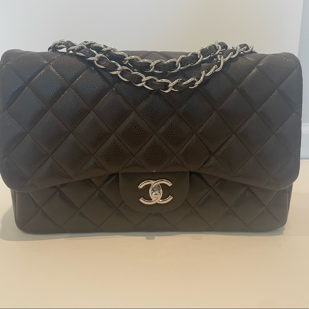 Chanel Classic Single Flap Bag - Jumbo size in Dark Brown